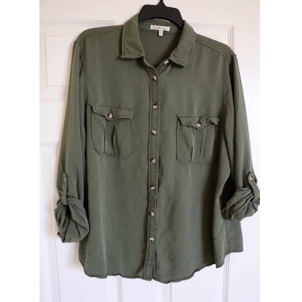 Charlotte Russe Plus Olive Button Down